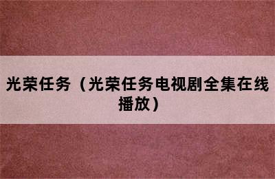 光荣任务（光荣任务电视剧全集在线播放）