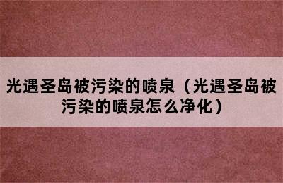 光遇圣岛被污染的喷泉（光遇圣岛被污染的喷泉怎么净化）