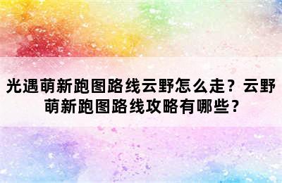 光遇萌新跑图路线云野怎么走？云野萌新跑图路线攻略有哪些？