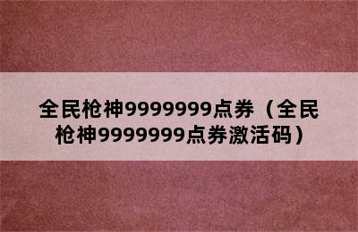 全民枪神9999999点券（全民枪神9999999点券激活码）