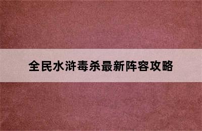 全民水浒毒杀最新阵容攻略