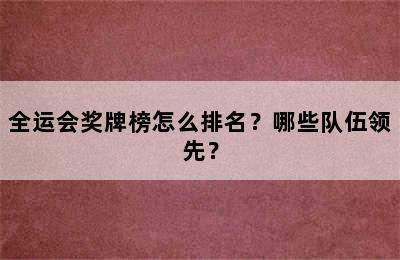 全运会奖牌榜怎么排名？哪些队伍领先？