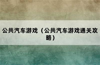 公共汽车游戏（公共汽车游戏通关攻略）