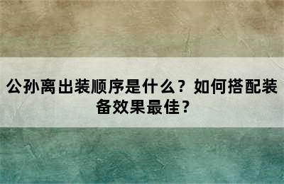 公孙离出装顺序是什么？如何搭配装备效果最佳？