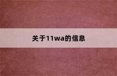 关于11wa的信息