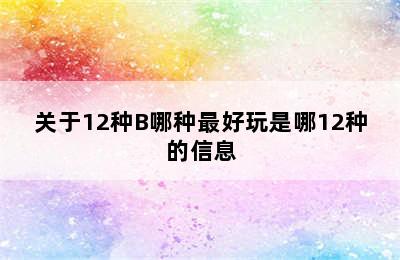 关于12种B哪种最好玩是哪12种的信息