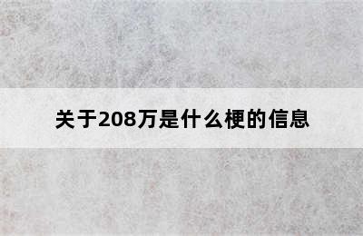 关于208万是什么梗的信息