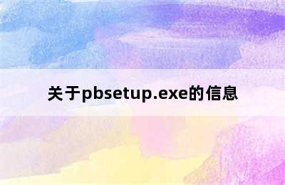 关于pbsetup.exe的信息