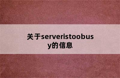 关于serveristoobusy的信息