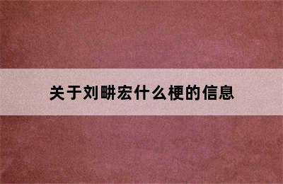 关于刘畊宏什么梗的信息