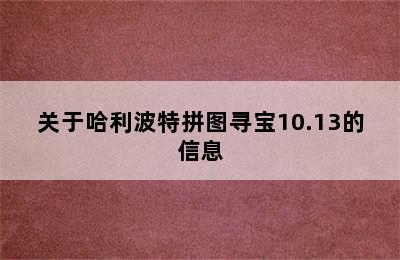 关于哈利波特拼图寻宝10.13的信息