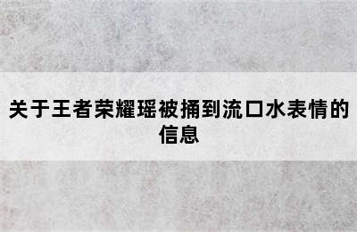 关于王者荣耀瑶被捅到流口水表情的信息