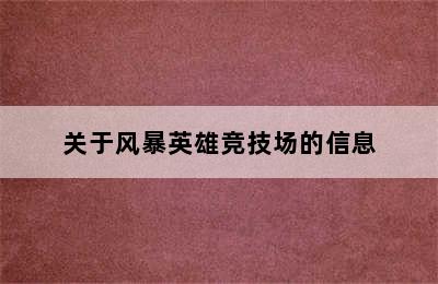 关于风暴英雄竞技场的信息