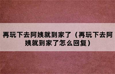 再玩下去阿姨就到家了（再玩下去阿姨就到家了怎么回复）