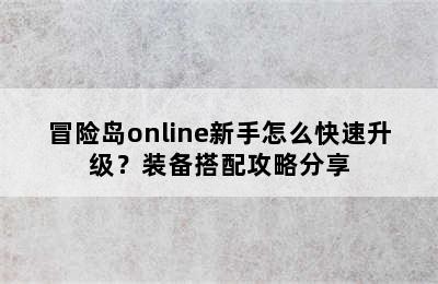 冒险岛online新手怎么快速升级？装备搭配攻略分享