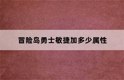 冒险岛勇士敏捷加多少属性