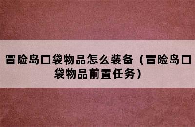 冒险岛口袋物品怎么装备（冒险岛口袋物品前置任务）