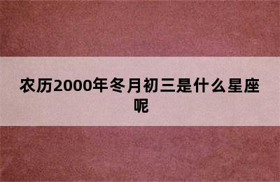 农历2000年冬月初三是什么星座呢