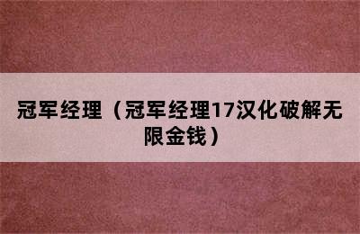 冠军经理（冠军经理17汉化破解无限金钱）