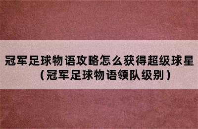 冠军足球物语攻略怎么获得超级球星（冠军足球物语领队级别）