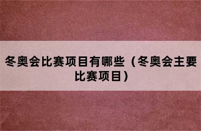 冬奥会比赛项目有哪些（冬奥会主要比赛项目）