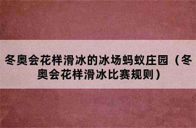 冬奥会花样滑冰的冰场蚂蚁庄园（冬奥会花样滑冰比赛规则）