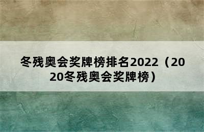 冬残奥会奖牌榜排名2022（2020冬残奥会奖牌榜）