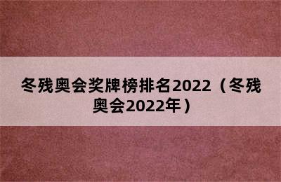 冬残奥会奖牌榜排名2022（冬残奥会2022年）