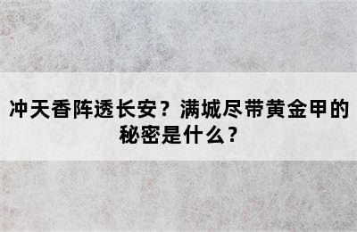 冲天香阵透长安？满城尽带黄金甲的秘密是什么？