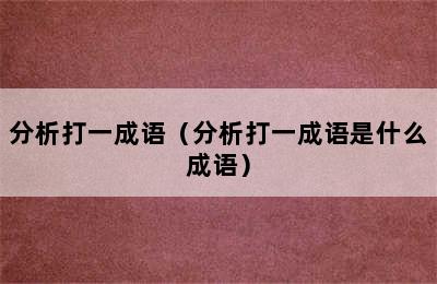 分析打一成语（分析打一成语是什么成语）