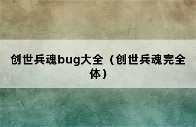 创世兵魂bug大全（创世兵魂完全体）