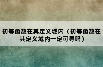 初等函数在其定义域内（初等函数在其定义域内一定可导吗）