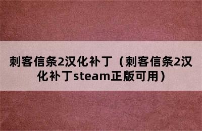 刺客信条2汉化补丁（刺客信条2汉化补丁steam正版可用）