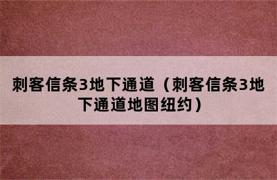 刺客信条3地下通道（刺客信条3地下通道地图纽约）