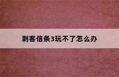 刺客信条3玩不了怎么办