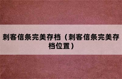 刺客信条完美存档（刺客信条完美存档位置）