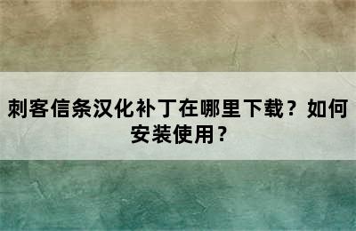 刺客信条汉化补丁在哪里下载？如何安装使用？