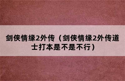 剑侠情缘2外传（剑侠情缘2外传道士打本是不是不行）