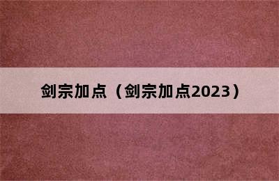 剑宗加点（剑宗加点2023）