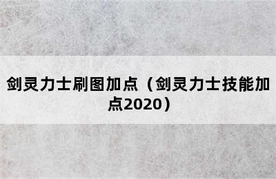 剑灵力士刷图加点（剑灵力士技能加点2020）