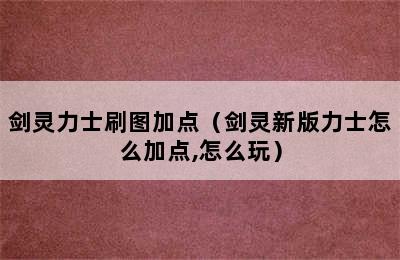 剑灵力士刷图加点（剑灵新版力士怎么加点,怎么玩）