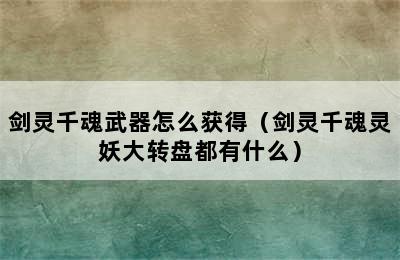 剑灵千魂武器怎么获得（剑灵千魂灵妖大转盘都有什么）