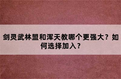 剑灵武林盟和浑天教哪个更强大？如何选择加入？