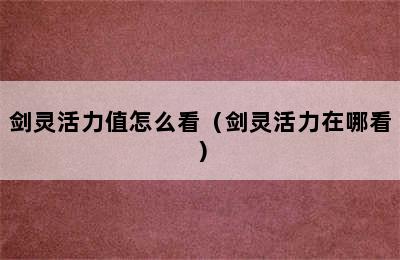 剑灵活力值怎么看（剑灵活力在哪看）