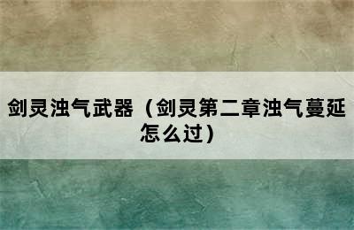 剑灵浊气武器（剑灵第二章浊气蔓延怎么过）