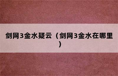 剑网3金水疑云（剑网3金水在哪里）