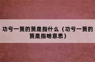 功亏一篑的篑是指什么（功亏一篑的篑是指啥意思）