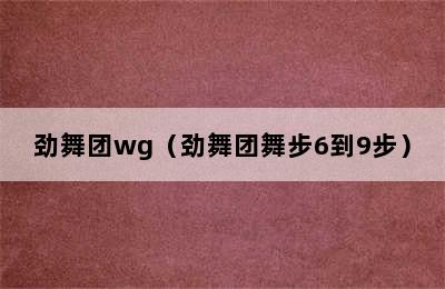 劲舞团wg（劲舞团舞步6到9步）