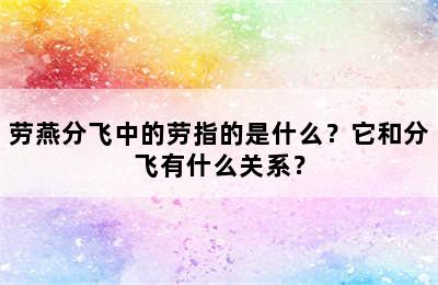 劳燕分飞中的劳指的是什么？它和分飞有什么关系？