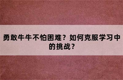 勇敢牛牛不怕困难？如何克服学习中的挑战？
